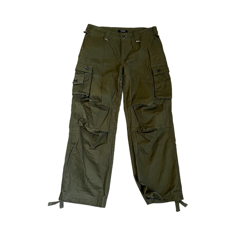 Wide Leg Cargo Pants Womens Medium Olive Green Utility Streetwear Military Y2K